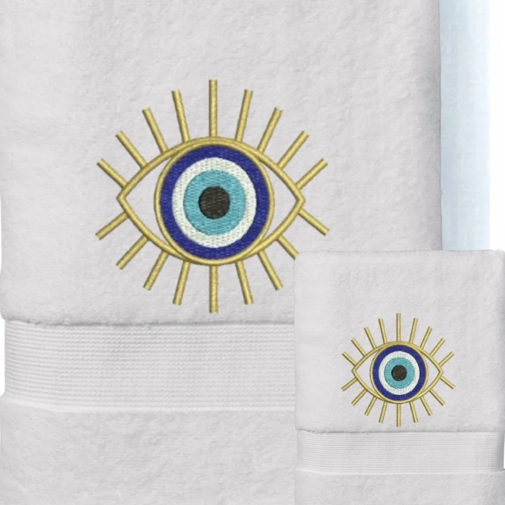 Set Evil Eye Embroidered 1 Hand 1 Bath Pick a set New Made to order Black